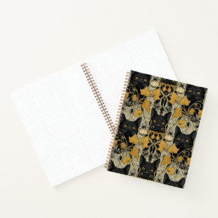 Black Cats & Spiders Art Nouveau Halloween  Notebook