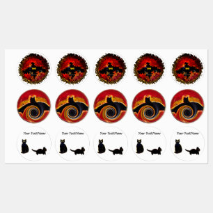 Black Cats, Spooky Bats Halloween Personalised