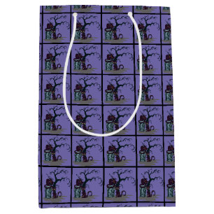 Black Cats Tombstone Tree Halloween Medium Gift Bag