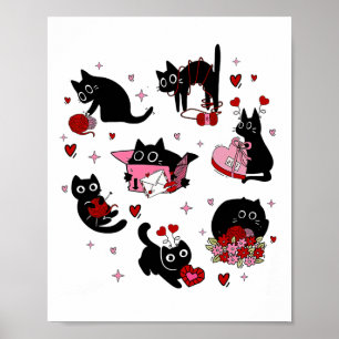 Black Cats Valentine Poster