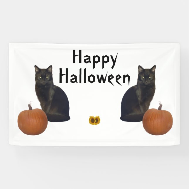 Black Cats with Pumpkins and Sunflowers  Banner (Horizontal)