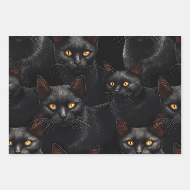 Black Cats  Wrapping Paper Sheet (Front)