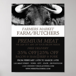 Black Cattle, Farmer & Butcher Advertising Poster