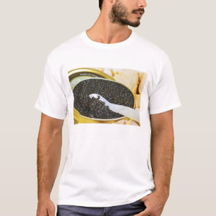 Black caviar and a spoon of mother-of-pearl to T-Shirt