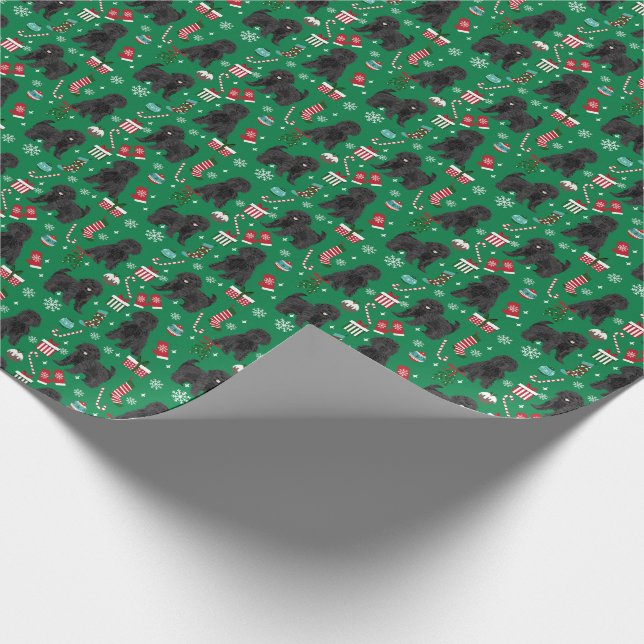 Black Cavoodle Dog Christmas wrapping  paper (Corner)