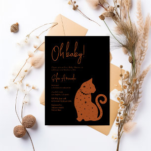 Black Celestial Cat Baby Shower Invitation