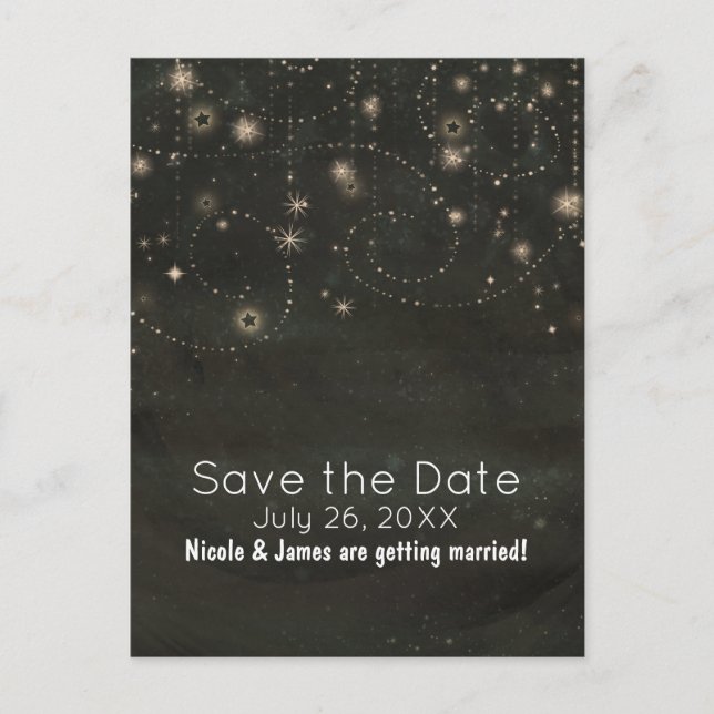 Black Celestial Dark Starry Sky Swirls Any Event Announcement Postcard (Front)
