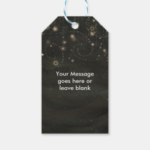 Black Celestial Dark Starry Sky Swirls Favour Gift Tags
