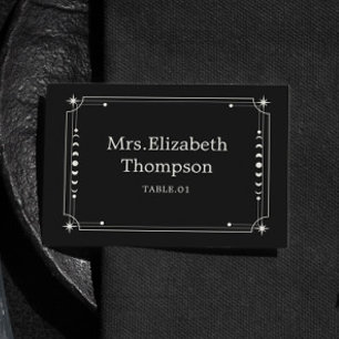 Black Celestial Wedding Place Name Cards DIY