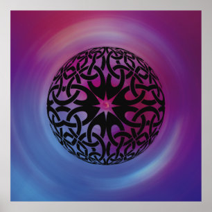 Black Celtic knot circle Poster