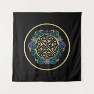 Black Celtic Knot Mandala Wall Tapestry