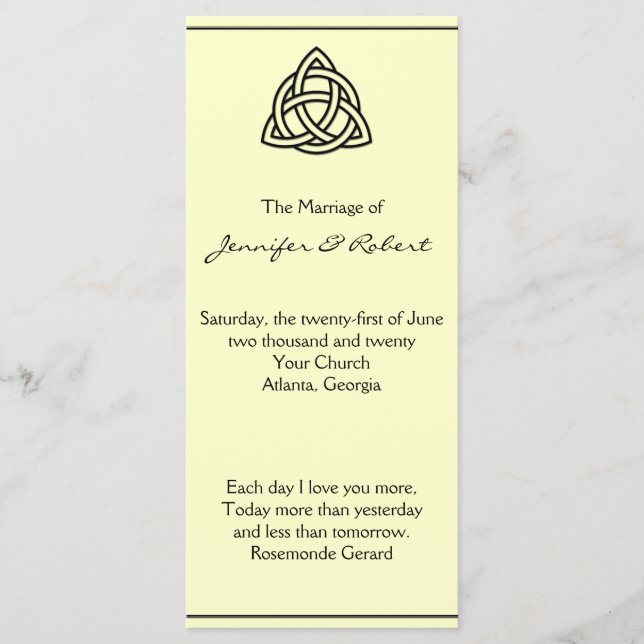 Black Celtic Knot Wedding Program (Front)