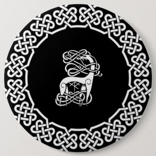 Black Celtic/Nordic deer 6 Cm Round Badge