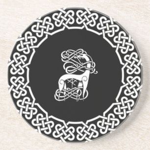 Black Celtic/Nordic deer Coaster