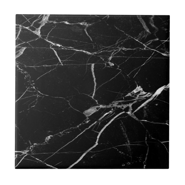 Black Ceramic Marble Style Ceramic Tile (Front)
