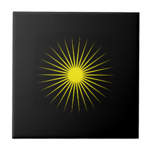 Black Ceramic Tile with Striking Yellow Star Desig