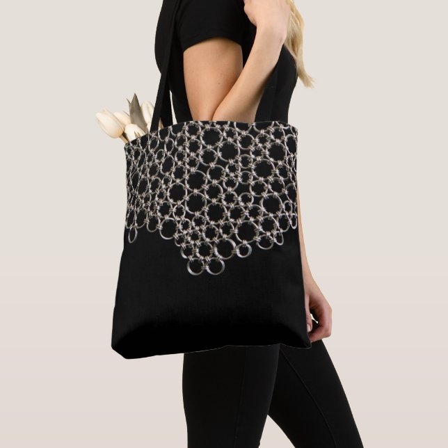 Black Chain Links Tote Bag (Close Up)