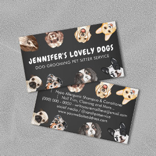 Black Chalk Cute Small Size Dogs Pet Sitter Business Card