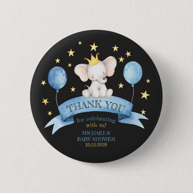 black chalk elephant baby shower celebration 6 cm round badge (Front)