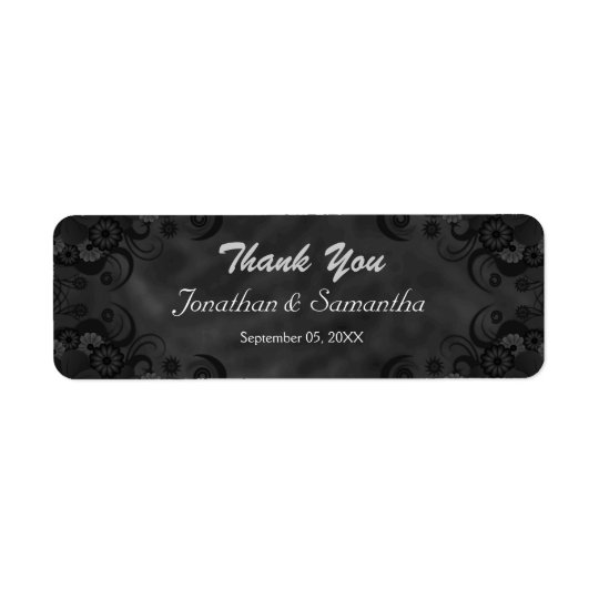 Black Chalkbaord Floral Small Wedding Favour Return Address Label