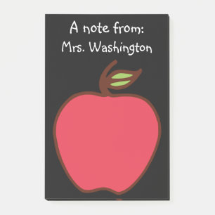 Black Chalkboard Apple Teacher's Post It Notes