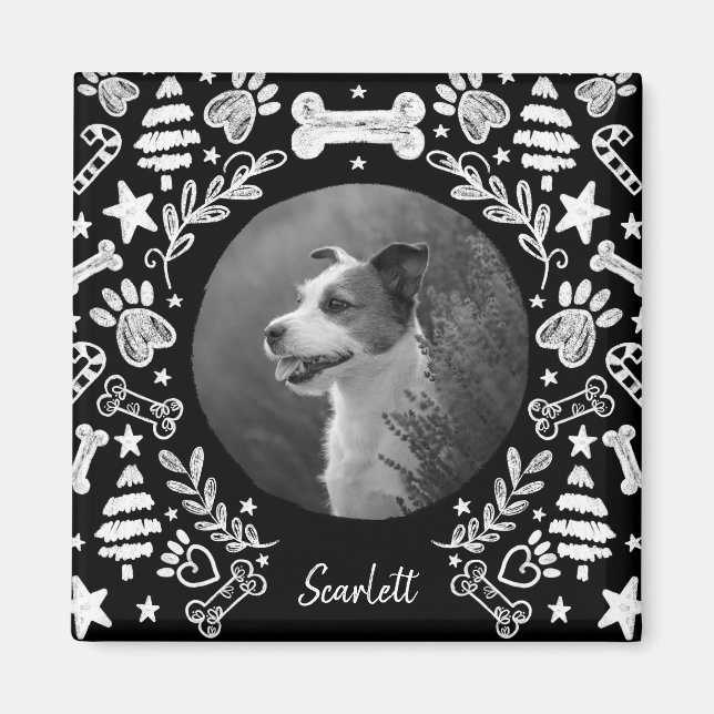 Black Chalkboard Art Frame Dog Memorial Keepsake Magnet (Front)