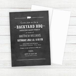 Black Chalkboard Backyard BBQ Birthday Party Invitation