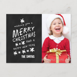 BLACK CHALKBOARD CHRISTMAS PHOTO POSTCARD