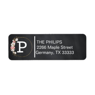 Black Chalkboard Custom Monogram Label Return Address Label