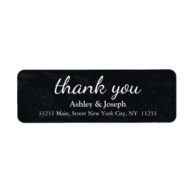 Black Chalkboard Custom Monogram Thank You Return Address Label (Front)