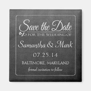 Black Chalkboard Custom Save the Date Magnet