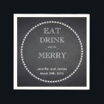 Black Chalkboard Eat, Drink & Be Married Wedding Napkin<br><div class="desc">This is a personalised Eat,  Drink & Be Married Chalkboard wedding paper napkins for your reception. You can customise with your bride and groom names,  monogram initial,  wedding date and adding colours. It is also great for wedding showers,  rustic wedding receptions,  bridal showers,  wedding anniversaries,  couple showers</div>