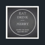 Black Chalkboard Eat, Drink & Be Married Wedding Napkin<br><div class="desc">This is a personalised Eat,  Drink & Be Married Chalkboard wedding paper napkins for your reception. You can customise with your bride and groom names,  monogram initial,  wedding date and adding colours. It is also great for wedding showers,  rustic wedding receptions,  bridal showers,  wedding anniversaries,  couple showers</div>