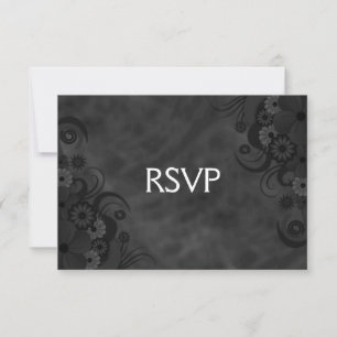 Black Chalkboard Floral Gothic RSVP Response Card