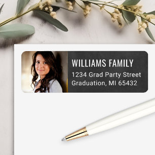 Black Chalkboard Graduate Photo Return Address Return Address Label