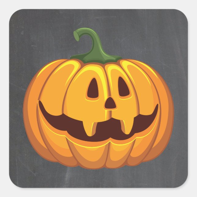 black chalkboard Halloween Pumpkin Square Sticker (Front)
