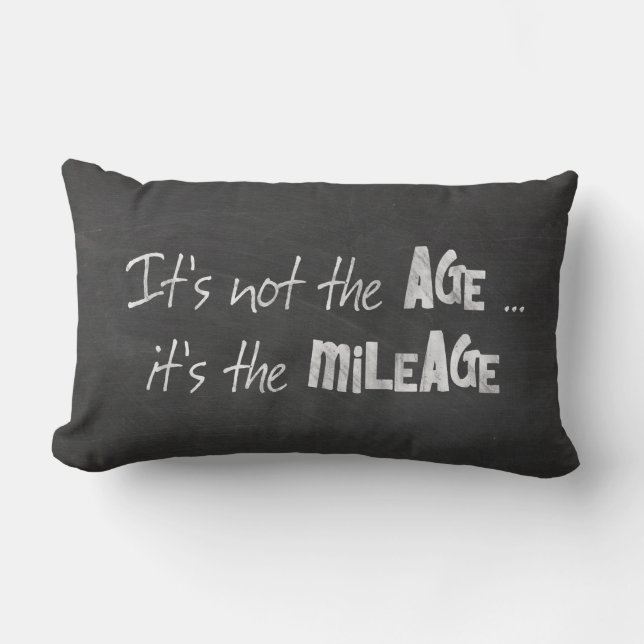 Black chalkboard humour about age lumbar cushion (Front)