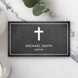 Black Chalkboard Jesus Christ Cross Pastor Business Card