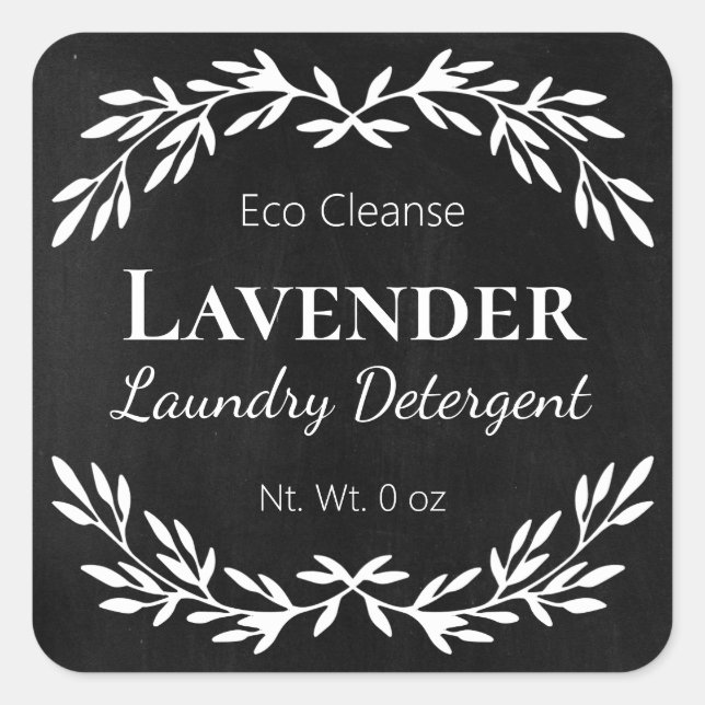 Black Chalkboard Laundry Detergent Labels (Front)