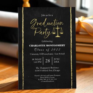Black Chalkboard Law School Graduation Party  Invitation