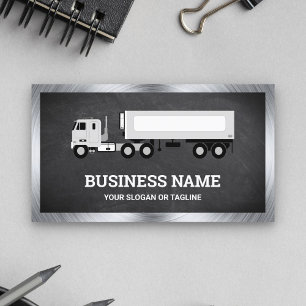 Black Chalkboard Logistics Transport Truck Trailer Business Card