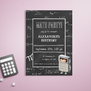 Black Chalkboard Mathematic Formulas Kid Birthday Invitation
