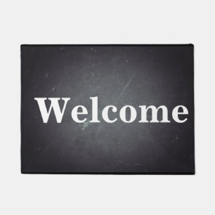 Black Chalkboard Modern Welcome Personalised Doormat