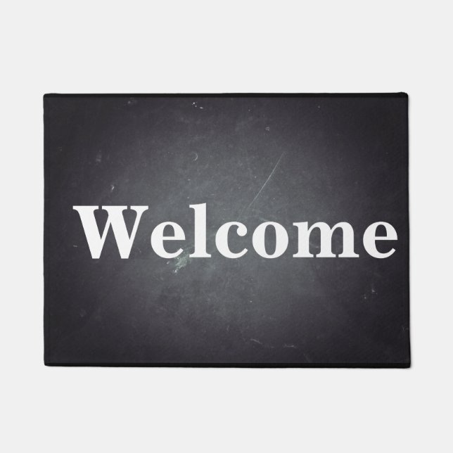 Black Chalkboard Modern Welcome Personalised Doormat (Front)