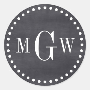 Black Chalkboard Monogram Envelope Seals Favour Ta