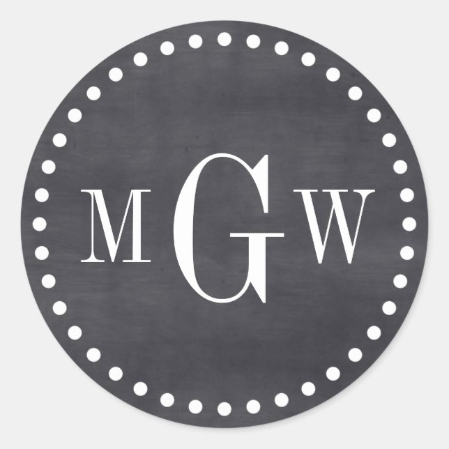 Black Chalkboard Monogram Envelope Seals Favour Ta (Front)