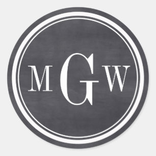 Black Chalkboard Monogram Envelope Seals Favour Ta