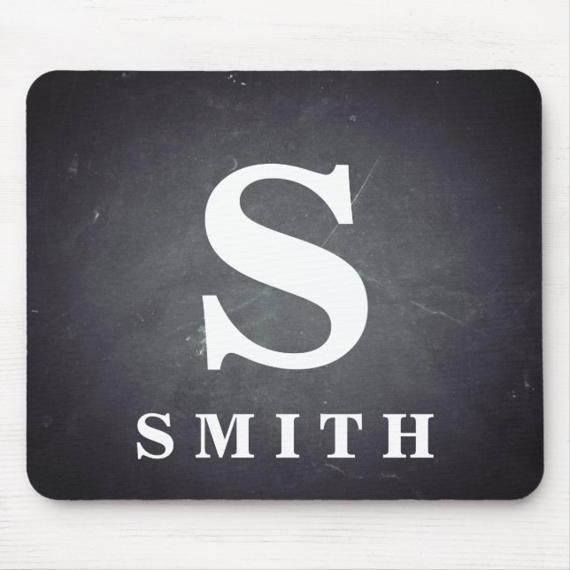 Black Chalkboard Personalised Monogram Mouse Pad (Front)