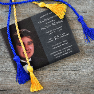 Black Chalkboard Photo Graduation Invitation