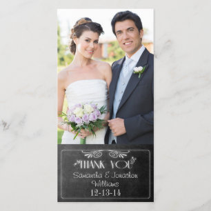 Black Chalkboard Photo Wedding Thank You Card